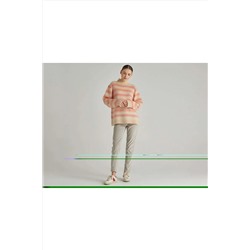 United Colors of Benetton Dik Yaka Moher Karışıml Çizgili Kazak 122A1242E2014-9C9