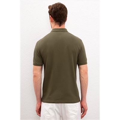 Erkek Koyu Haki Basic Polo Yaka Tişört