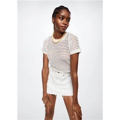 Minifalda vaquera bajo deshilachado -  Mujer | MANGO OUTLET Melilla