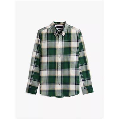 Slim Fit Check Stretch Herringbone Shirt