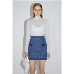 Minifalda vaquera de talle alto Azul claro