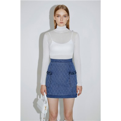 Minifalda vaquera de talle alto Azul claro