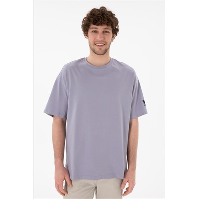 Erkek Oversize Fit Bisiklet Yaka Gri Tişört