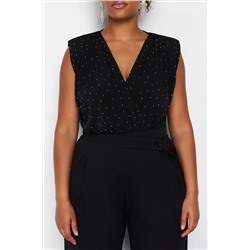 Siyah Taş Detaylı Örme Body TBBSS24CS00000