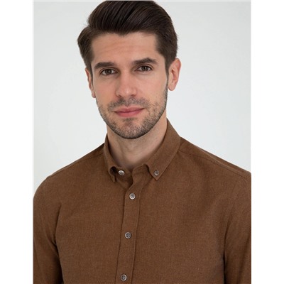 Taba Slim Fit Uzun Kollu Gömlek