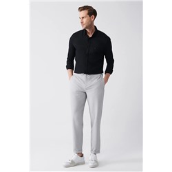 Avva Erkek Gri Yandan Cepli Beli Lastikli Duble Paça Gofreli Relaxed Fit Rahat Kesim Pantolon B003026