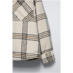 CHECK FAUX SHEARLING OVERSHIRT