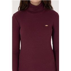 Kadın Bordo Balıkçı Yaka Sweatshırt