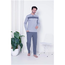 AHENGİM Man Erkek Pijama Takımı Interlok Ön Gövde Parçalı Pamuklu Mevsimlik M70062268 1-2-10001211