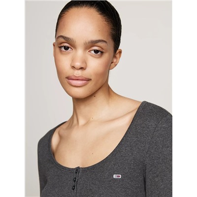 Tommy Jeans Ribbed Scoop-Neck Henley