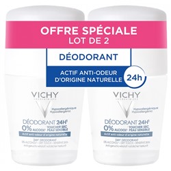 Vichy Deodorant 24H Dry Touch Empfindliche Haut Roll-On Pack von 2 x 50 ml