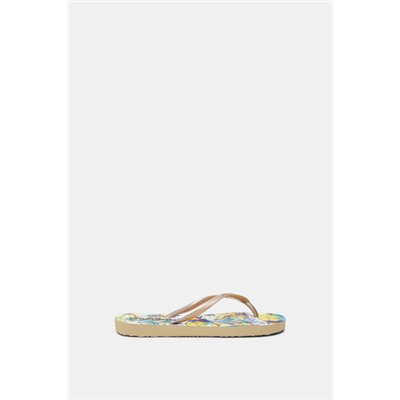 Chanclas baño doradas suela estampada