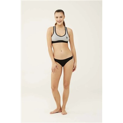 U.S. Polo Assn.Kadın Siyah Beyaz Ten 5 'li Brazilian Slip
