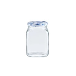 Rêve Bleu Fleur Kare Cam Kavanoz - 1600 ml