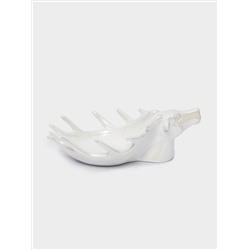 Блюдо декоративное, 26х16х10 см, керамика, белое, перламутр, Олень, Maral grey