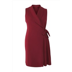 Bordo Düz Kruvaze Dokuma Elbise TBBSS23AH00254