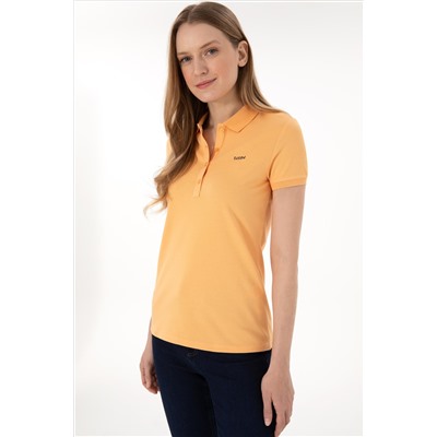 Kadın Turuncu Basic Polo Yaka Tişört