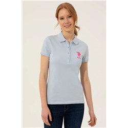 Kadın Açık Mavi Basic Polo Yaka Tişört