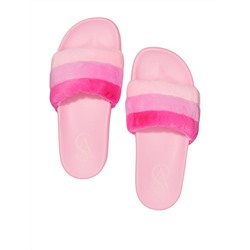 VICTORIA'S SECRET Striped Faux Fur Slides