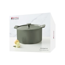 Кастрюля, 3 л, с крышкой, фарфор P, серо-зеленая, Indulgence, 63144