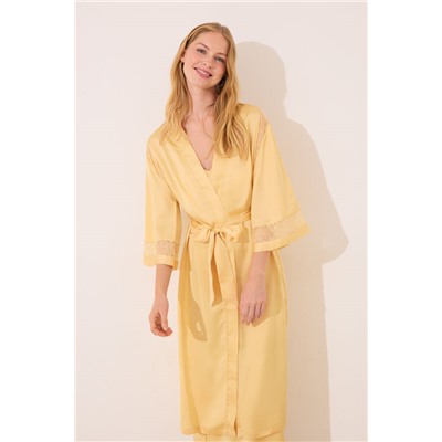 Bata larga tejido chifón amarillo