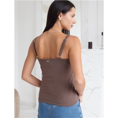 Топ с двуслойной зоной бра на бретелях из хлопка