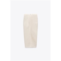 LINEN BLEND MIDI SKIRT