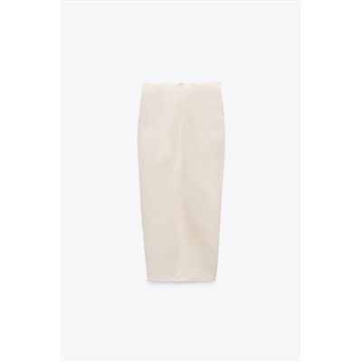 LINEN BLEND MIDI SKIRT