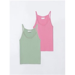 PACK OF 2 LACE TRIM STRAPPY TOPS