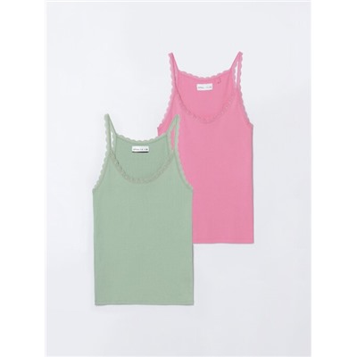 PACK OF 2 LACE TRIM STRAPPY TOPS