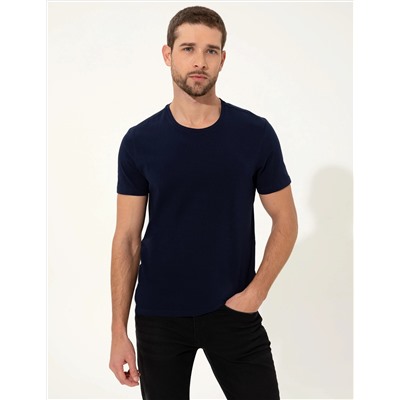 Lacivert Slim Fit Bisiklet Yaka Basic Tişört