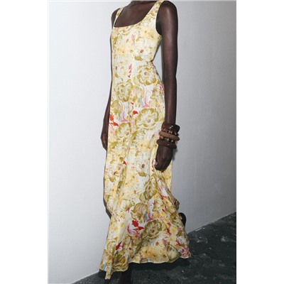 ZW COLLECTION PRINTED LINEN BLEND DRESS