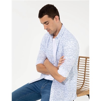 Mavi Slim Fit Uzun Kollu Gömlek