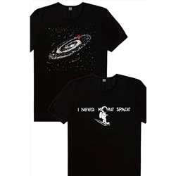 Rock & Roll Ben Nerdeyim, Uzayda Kaykay Erkek Tişört 2'li Eko Paket 1M1BM8036AX
