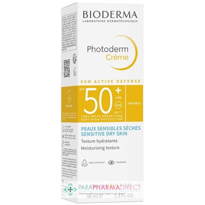 Bioderma Photoderm Crème - SPF50+ - Fini Invisible - Peaux Sensibles Sèches 40 ml