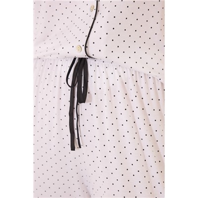 Pijama camisero Capri lunares blanco
