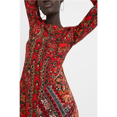 Vestido viscosa estampado étnico