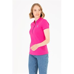 Kadın Fuşya Basic Polo Yaka Tişört