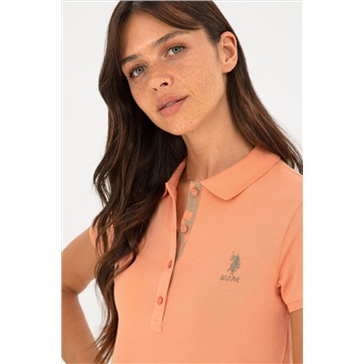 Kadın Somon Basic Polo Yaka Tişört