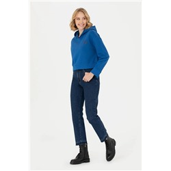 Kadın Saks Kapüşonlu Sweatshirt