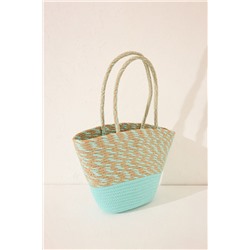 Bolso capazo rafia verde logo