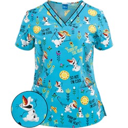 Cherokee Tooniforms Scrubs Turn Up The Heat Print Top