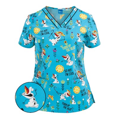 Cherokee Tooniforms Scrubs Turn Up The Heat Print Top