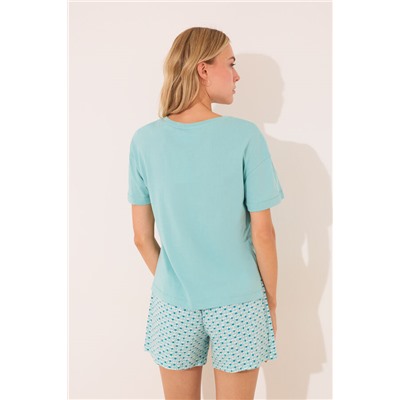 Pijama corto 100% algodón Snoopy verde