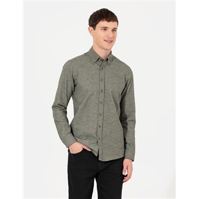 Yeşil Slim Fit Uzun Kollu Gömlek