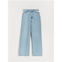 Jeans mit weitem Bein und Cut-outs an der Hüfte