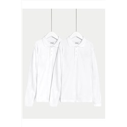 Marks & Spencer, Saf Pamuklu 2'li Uzun Kollu Polo Yaka T-shirt (2-18 YAŞ)