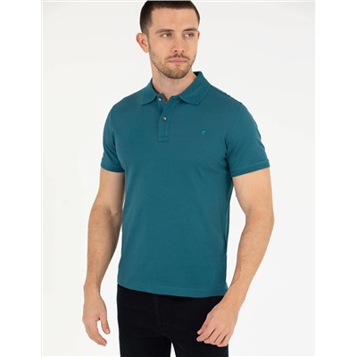 Yeşil Slim Fit Polo Yaka Merserize Tişört