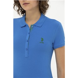 Kadın Saks Basic Polo Yaka Tişört