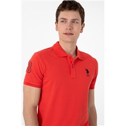 Erkek Slim Fit Polo Yaka Kırmızı Basic Tişört